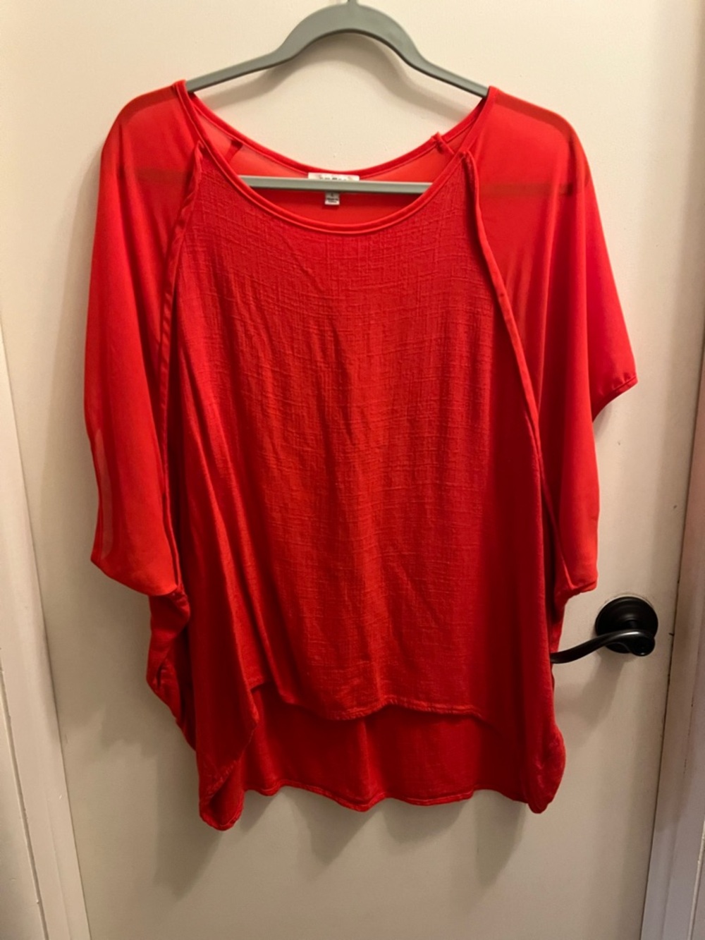 Umgee Bright Red Relaxed Draped Short Sleeve Tunic